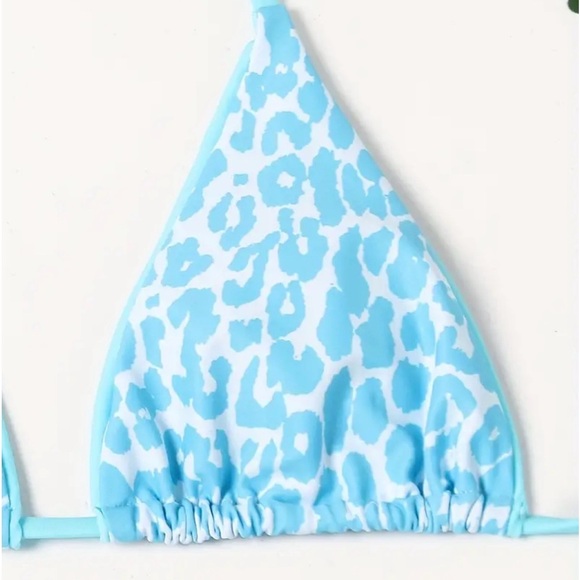 Blue Leopard Halter Tie Side Cheeky Bikini Set - Picture 8 of 12